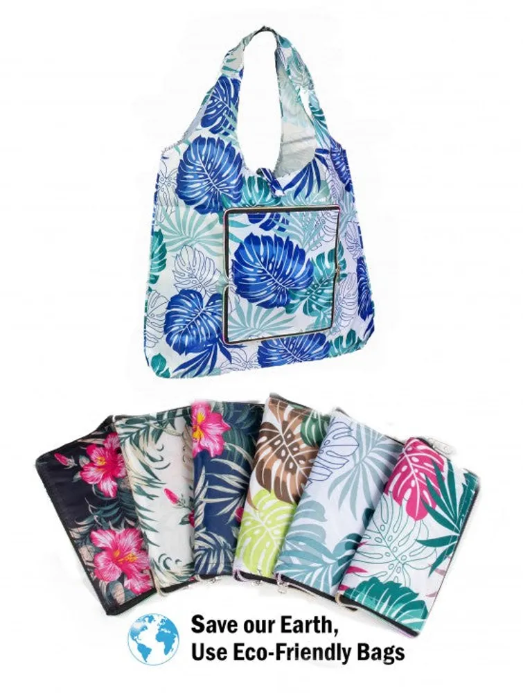 Reusable foldable shopping bag with zipper