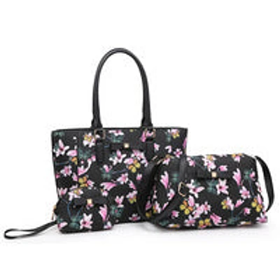 Local Fashion Black Pink Flowers Purse & Pouch
