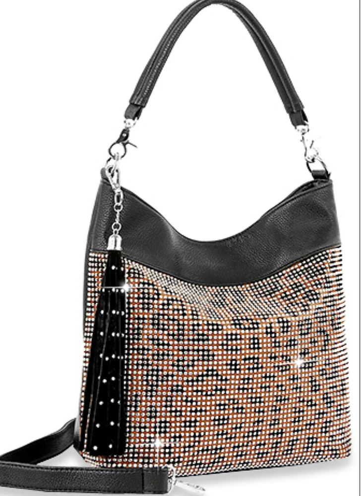 Leopard Print Rhinestone Hobo Bag - Shop Local Fashion Unique