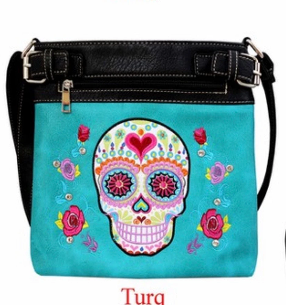 Local Fashion: Turquoise Sugar Skull Heart Messenger