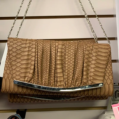 Shop Local Fashion: Tan Snake Print Clutch