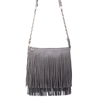 Charcoal grey fringe crossbody bag E031