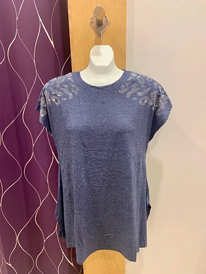 Local Fashion: Unique Bling Tunic Denim Shoulder 11064-2