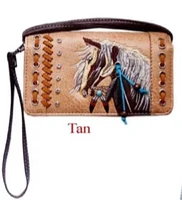 Tan horse wallet with crossbody strap