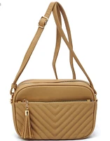 Fashionable Unique Crossbody Purse - Tan Chevron (HF2949)