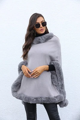 Shop Local: Unique Grey Faux Fur Poncho