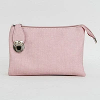 Unique Pink Linen Look Wristlet/Crossbody Purse Diva Fashion