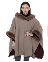 hooded faux fur cape with armholes