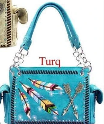 Shop Local Turquoise Feathers Purse