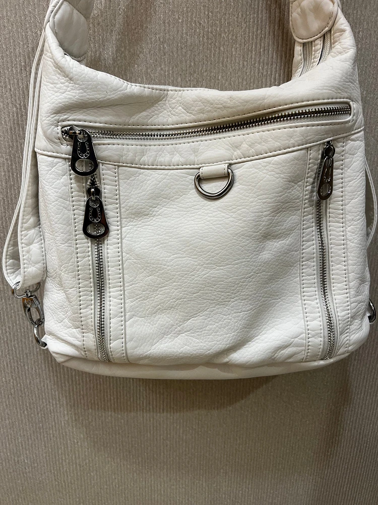 Unique Local Fashion: White 3-in-1 Loop Backpack Purse