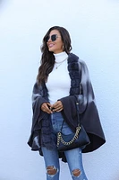 Grey Tie Dye Faux Fur Cape - Fashion Unique Shop Local