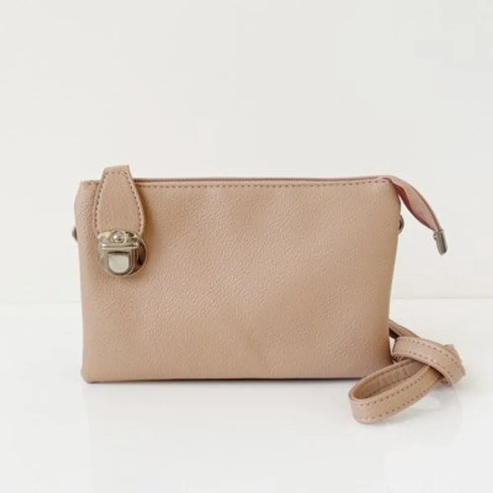 Nude multi pouch wristlet/crossbody