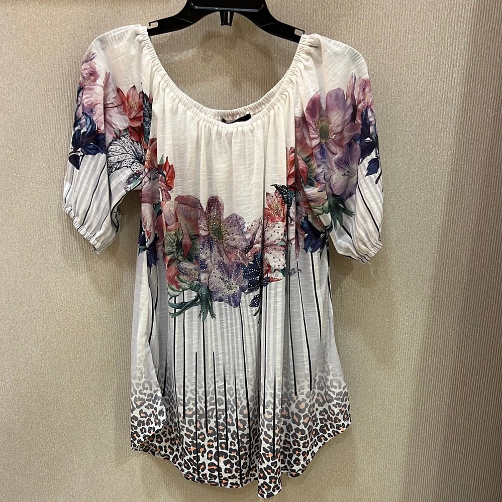 Shop Local Fashion: White Flower Boat Neck Top