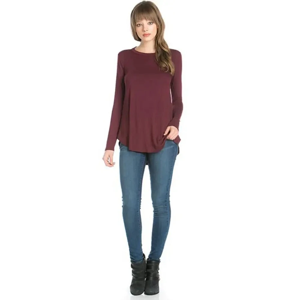 Shop Local Unique Fashion - Crew Neck Long Sleeve Wine 2270 AZ