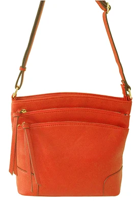 Burnt orange multi zip crossbody WU059