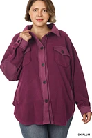 Unique Fashion Dark Plum Fleece Shacket