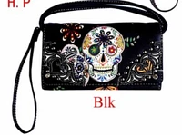 sugar skull wallet with flower