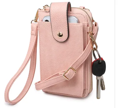 Blush cell phone wristlet and crossbody