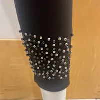 Leggings with black and silver beading A21471