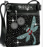 Unique Dragonfly Rhinestone Crossbody Sling - Fashion Diva Purse