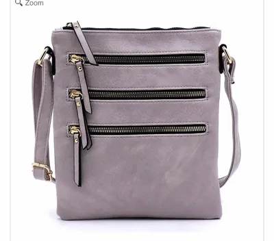 Lavender messenger with 3 zippers