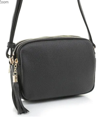crossbody with 3 sections and tassel zipper
