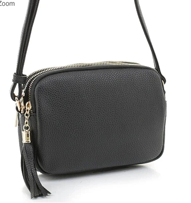 Local Fashionable Black Crossbody with Tassel Zipper