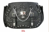Skull handbag with chain and buckles single strap