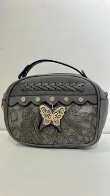 Grey butterfly bling tote