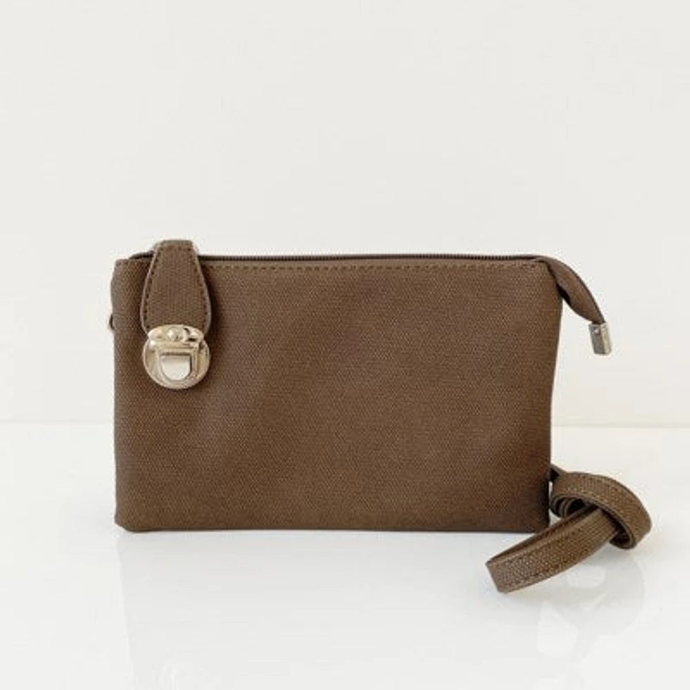 Brown Textured Multi Pouch Wristlet/Crossbody - Shop Local Fashion