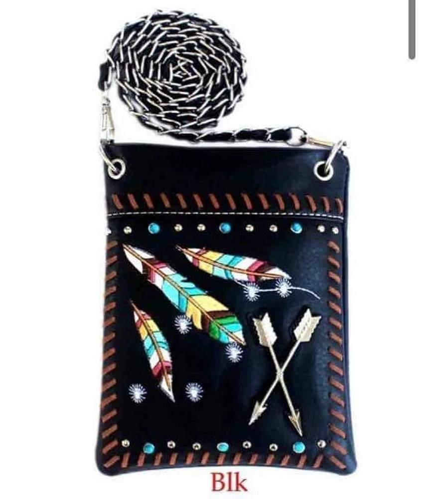 Unique Black Messenger with Feathers & Arrows - Shop Local Fashion