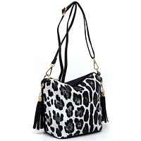 Unique Crossbody Snow Leopard Purse with Tassel