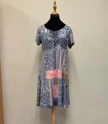 Blue Print Gathered Dress - Shop Local Fashion