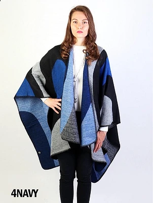 Blue Circular Patterned Cape - Shop Local, Unique Fashion