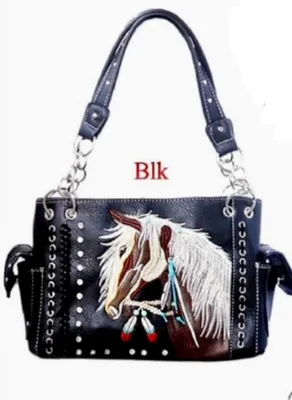 horse western purse with feather