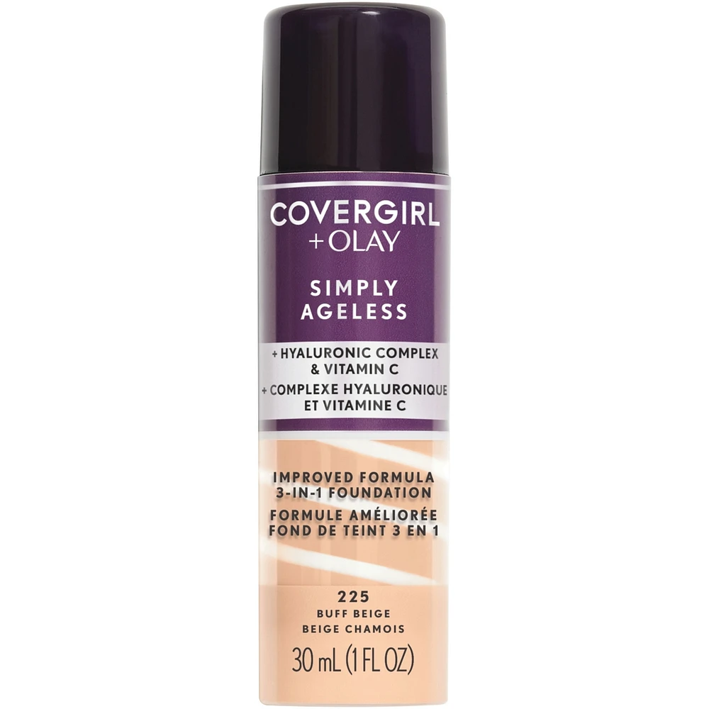 Simply Ageless 3-in-1 Liquid Foundation Infused with Hyaluronic Complex, Vitamin C and Niacinamide -  Hydrating Formula, 100% Cruelty-Free