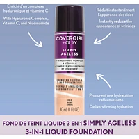 Simply Ageless 3-in-1 Liquid Foundation Infused with Hyaluronic Complex, Vitamin C and Niacinamide -  Hydrating Formula, 100% Cruelty-Free