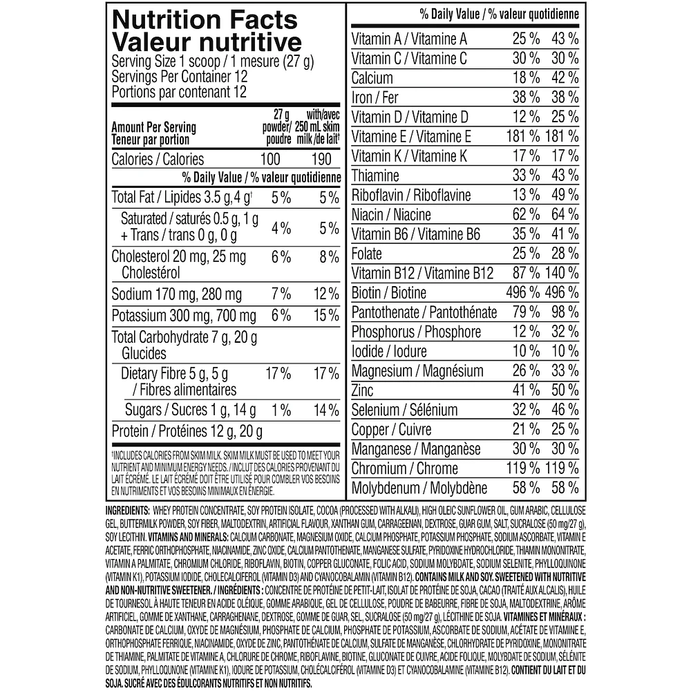 Advanced Smoothie Powder Meal Replacement Shake Mix with 20g of Protein