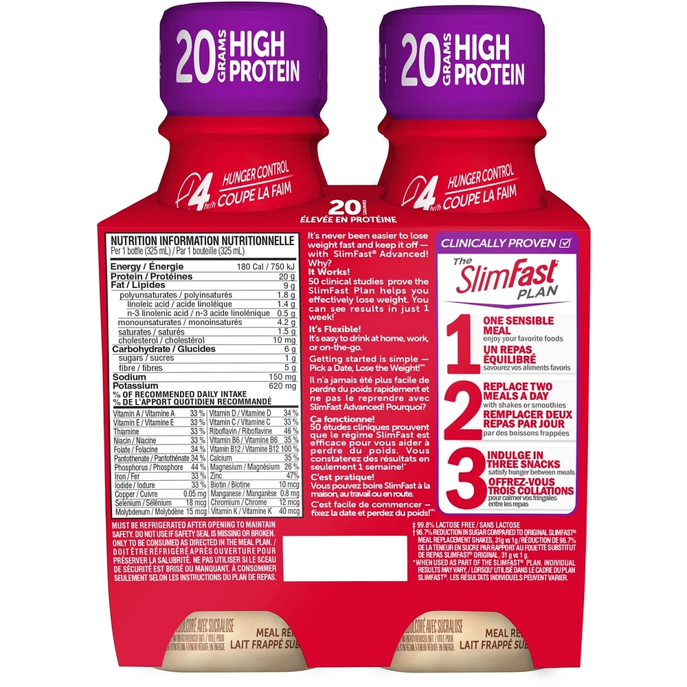 Advanced Ready to Drink Meal Replacement Shakes with 20g of Protein, 1g of sugar, 5g of Fibre Plus 23 Vitamins and Minerals
