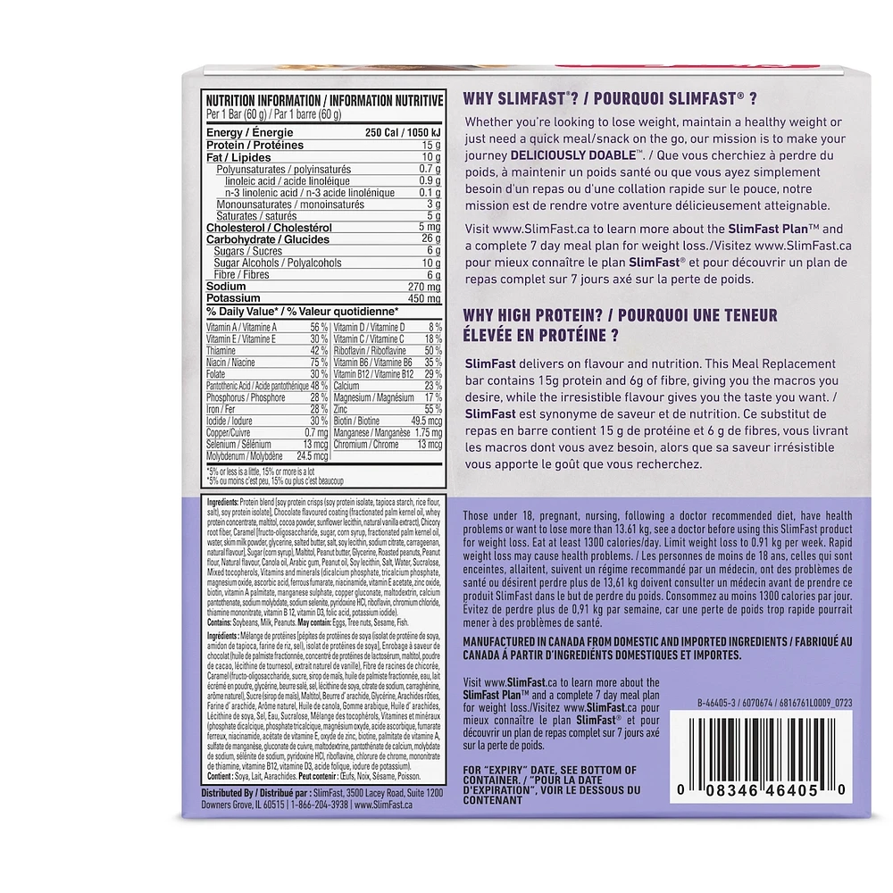 Bake Shop Meal Replacement Bars with 15g Protein and 6g Fibre