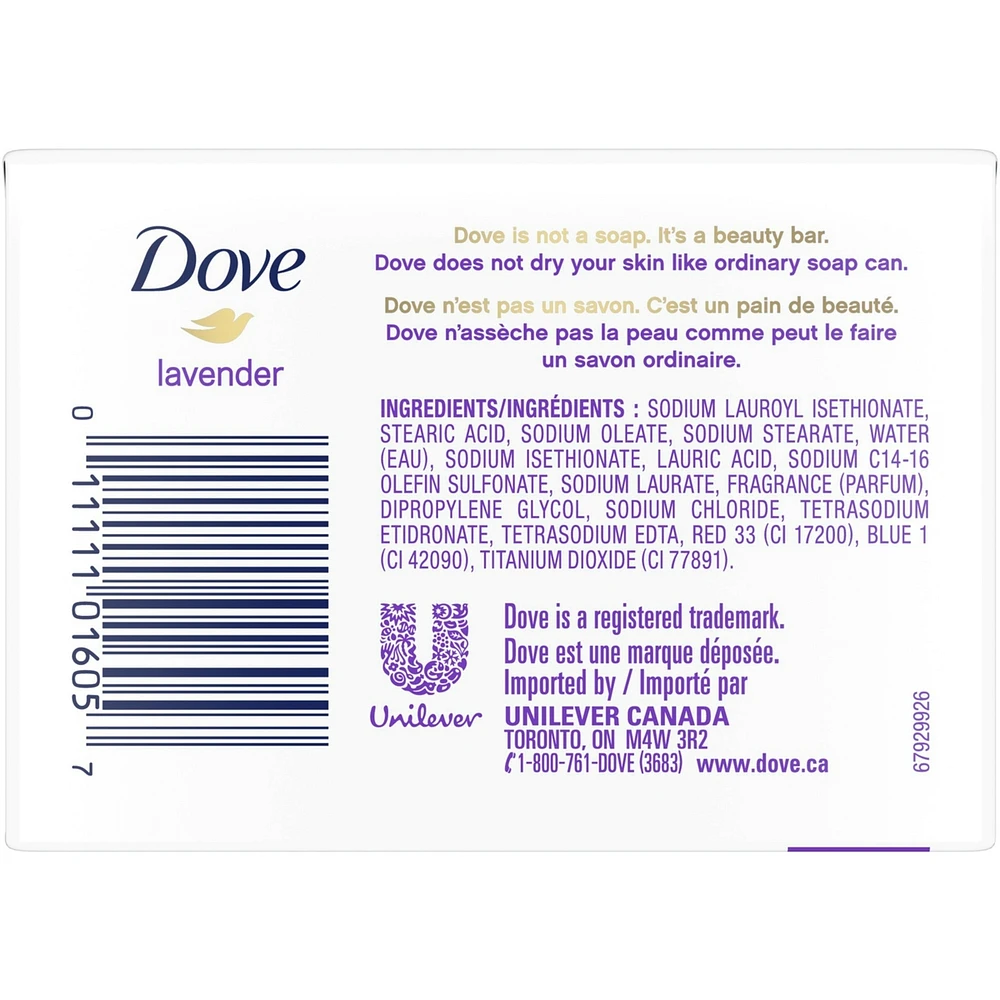 Dove Relaxing Beauty Bar for dry skin Lavender 106 g 3 count