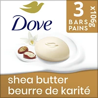 Pain de Beauté Pur Bien-Être pour une peau saine Dove Beurre de Karité & Vanille Chaude avec 1/4 de crème hydratante 106 g x 3