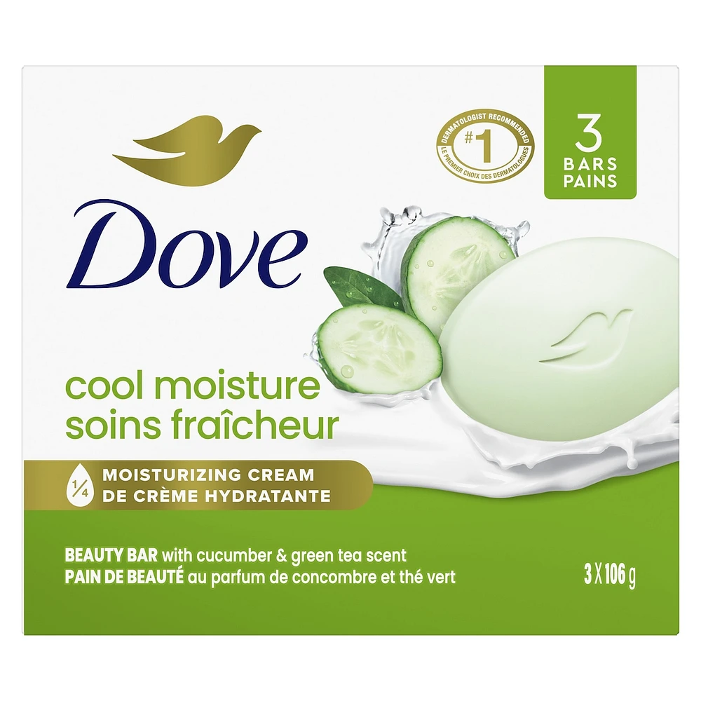 Dove Refreshing Beauty Bar for revitalized skin Cucumber and Green Tea 106 g 3 count