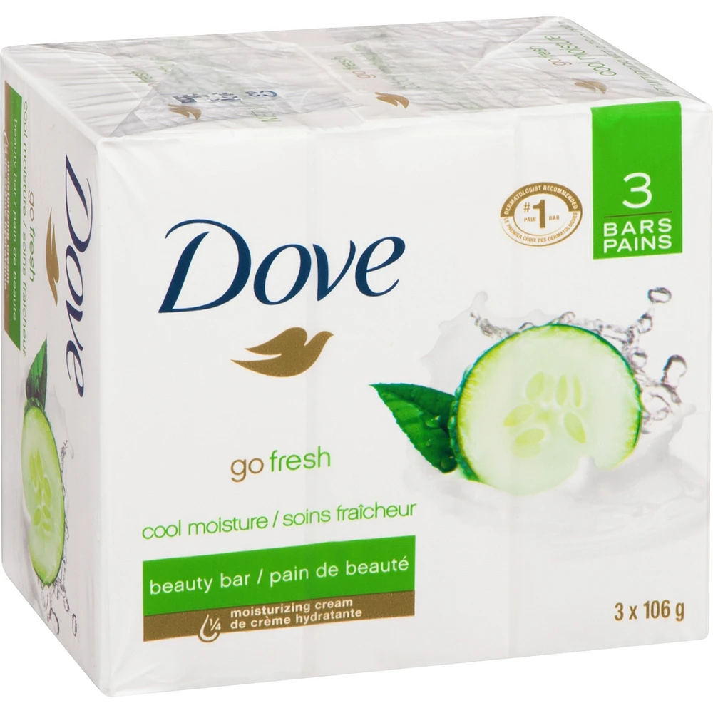 Dove Refreshing Beauty Bar for revitalized skin Cucumber and Green Tea 106 g 3 count
