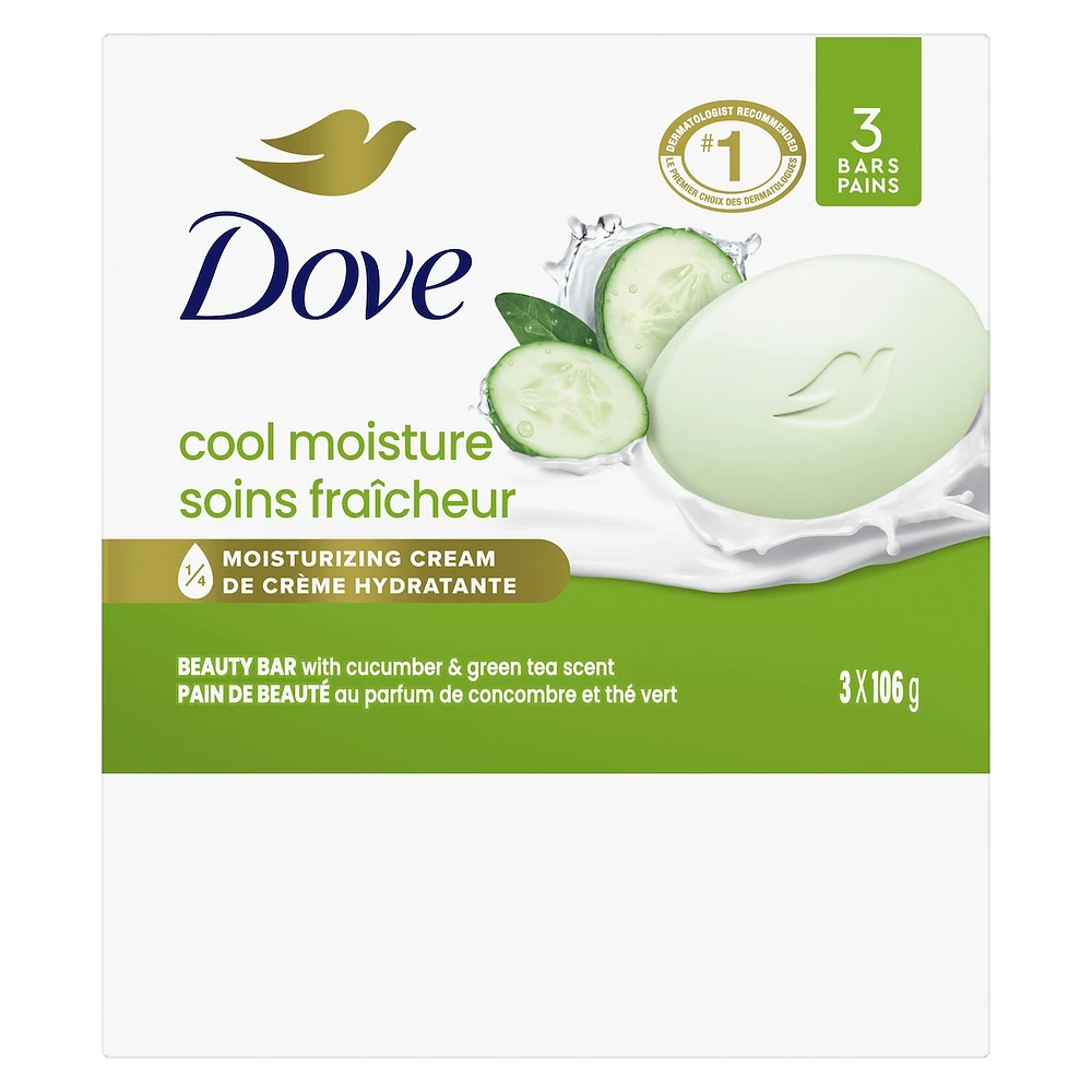 Dove Refreshing Beauty Bar for revitalized skin Cucumber and Green Tea 106 g 3 count