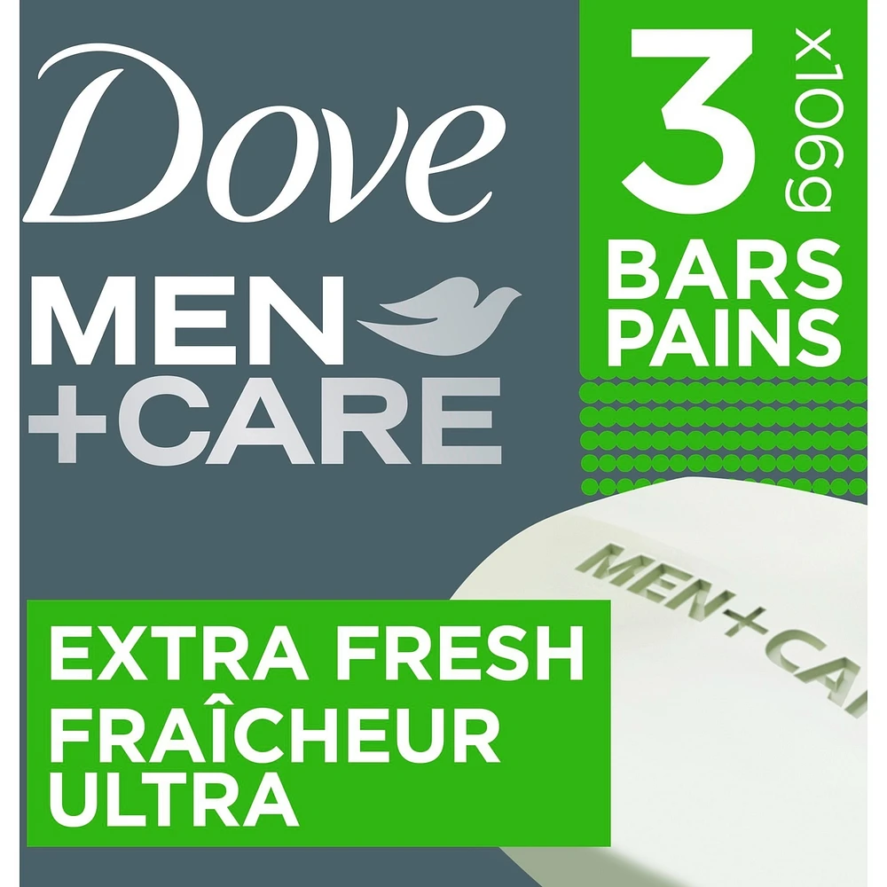 Dove Men+Care Body and Face Bar for refreshed skin Extra Fresh ¼ moisturizing cream 106 g Pack of 3