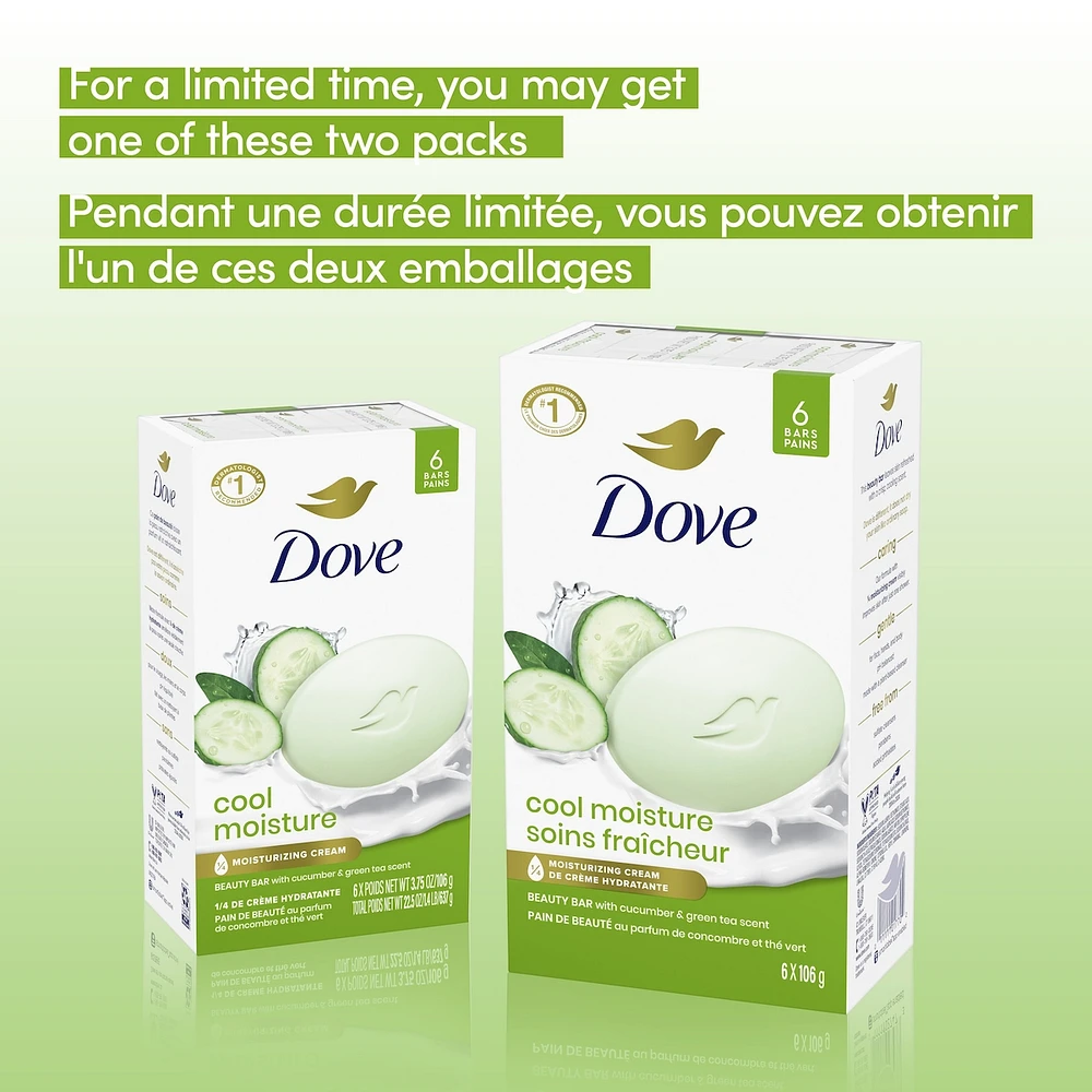 Pain de Beauté soin cutané pour une peau plus douce concombre et thé vert plus hydratant qu'un savon 6 unités