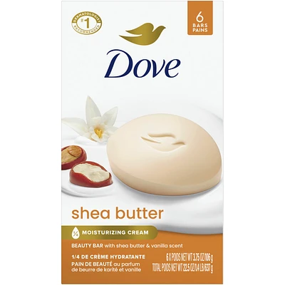 Dove  Beauty Bar more moisturizing than bar soap Shea Butter for soft and pampered skin 106 g 6 count