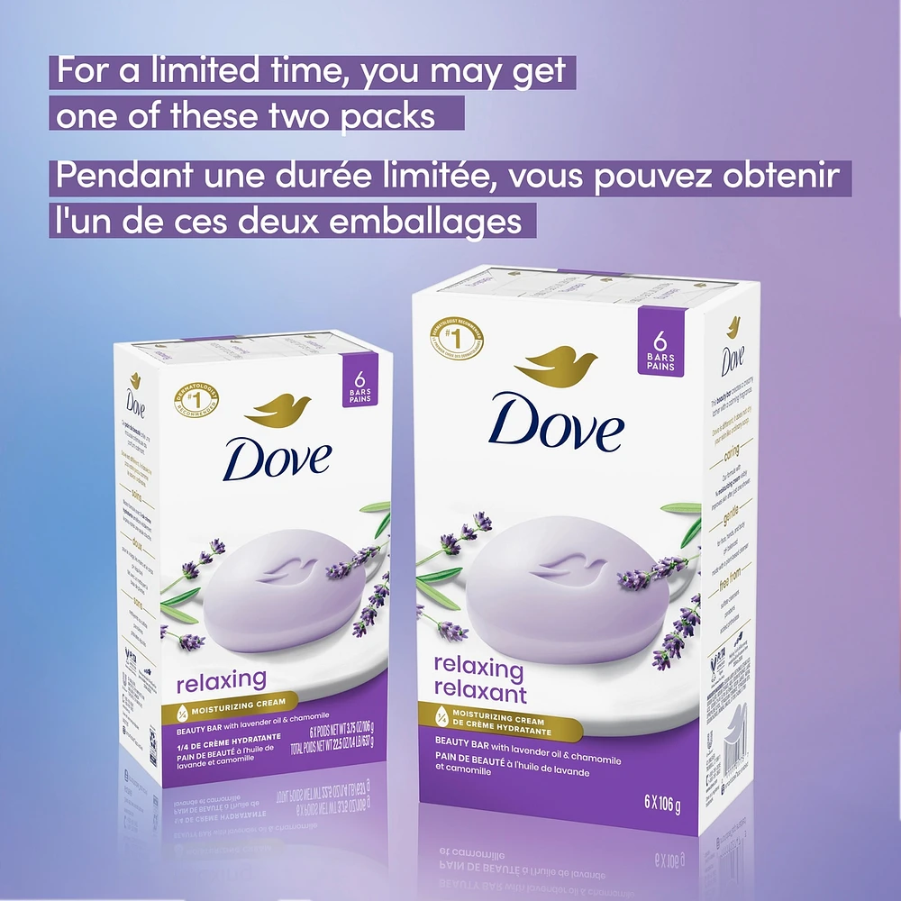 Pain de beauté pour une peau douce et soignée Dove  Lavande Relaxant pour une peau douce et soignée 106 g Lot de 6