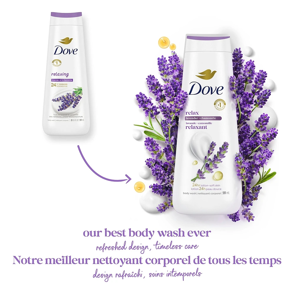 Relaxing Body Wash for renewed, healthy-looking skin Lavender Oil & Chamomile gentle body cleanser nourishes skin